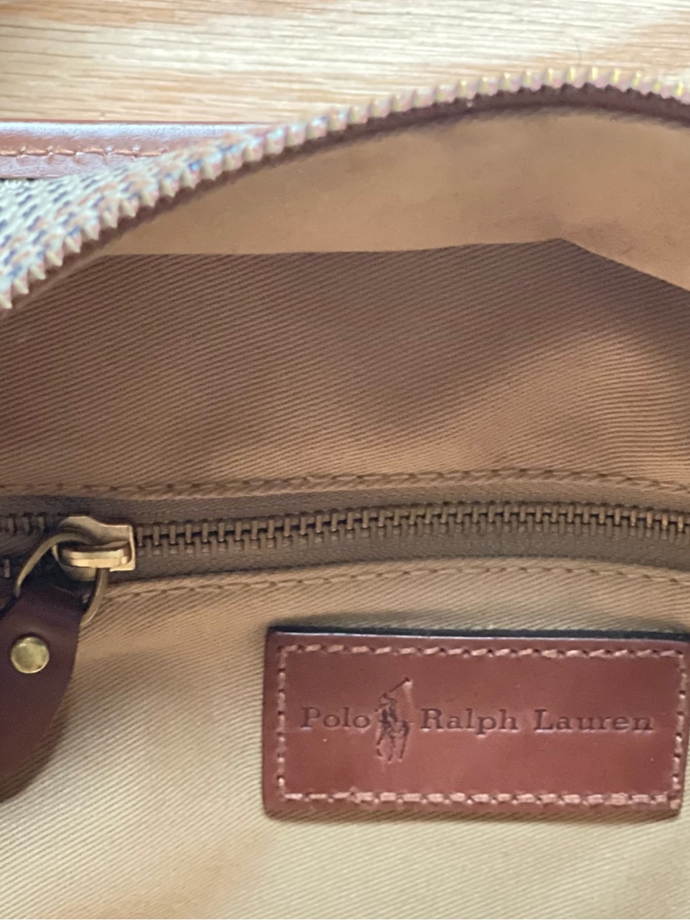 Polo by Ralph Lauren Brown Leather-Trim Houndstooth Tote - Picture 9 of 14